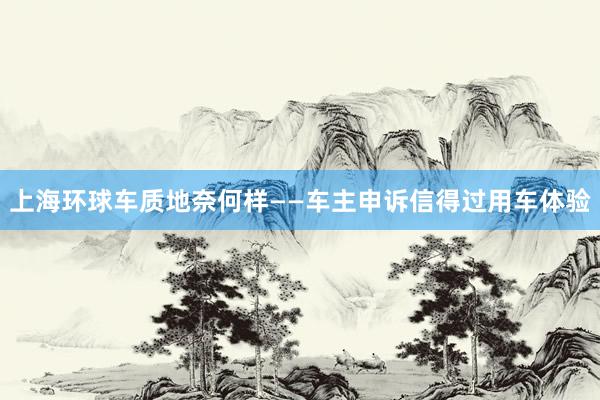 上海环球车质地奈何样——车主申诉信得过用车体验